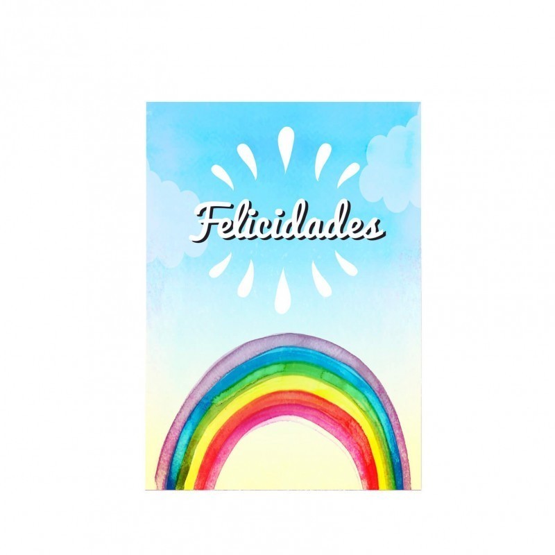 Tarjeta felicidades arco iris 15x23 cm