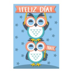 Tarjeta feliz dia buhos...