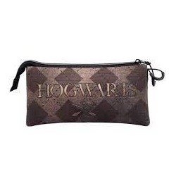 Harry potter portatodo tiple Hogwarts marron