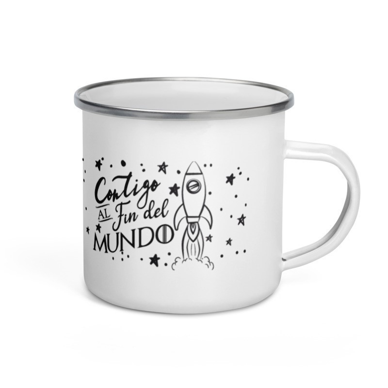 Taza metalica retro fin del mundo