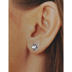 Pendientes unicornio plata laser