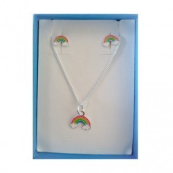 Collar pendientes arcoiris plara infantil