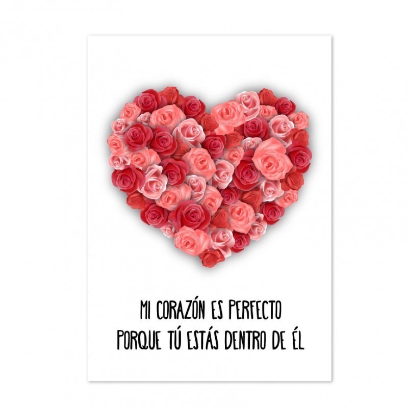 Tarjeta amor corazon flores 15x23 cm