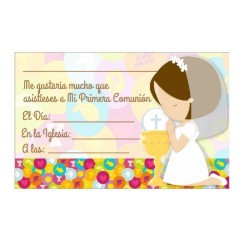 Invitacion comunion niña caliz (10unids))