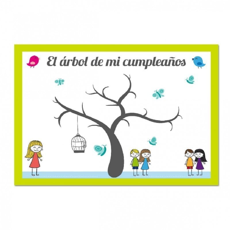 Cuadro árbol huellas cumpleaños