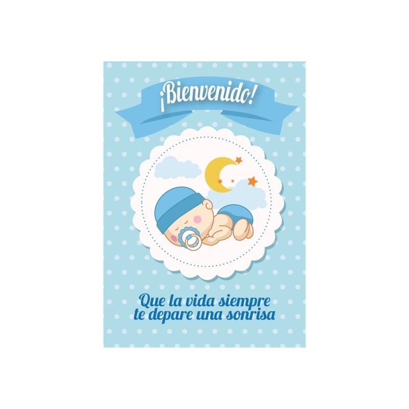 Tarjeta nacimiento bebe azul