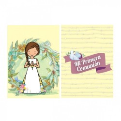 Banderines comunion niña personalizados beige