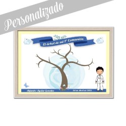 Arbol huellas comunion niño...