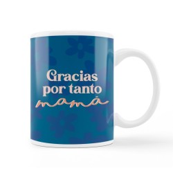 Taza Mama gracias azul