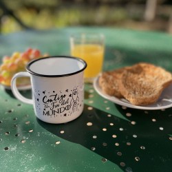 Taza metalica retro fin del mundo