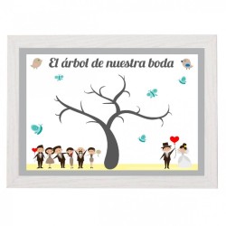 Cuadro árbol huellas boda