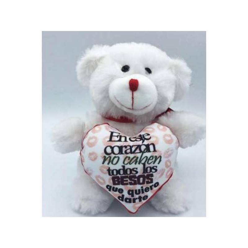 Peluche oso mini corazon besos