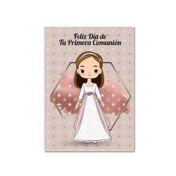 Tarjeta comunion kawaii niña