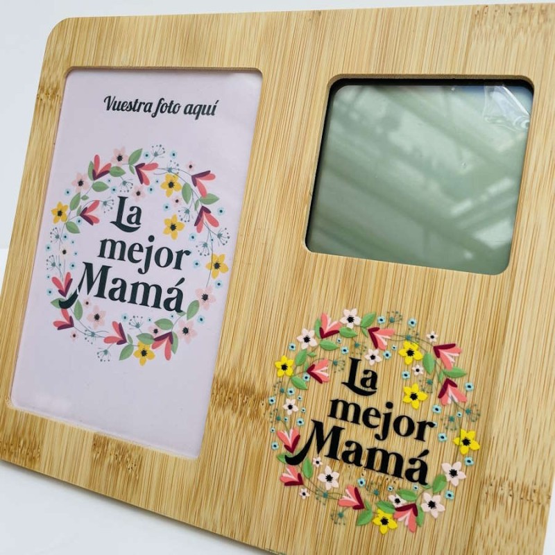 Marco fotos reloj Mama madera flores
