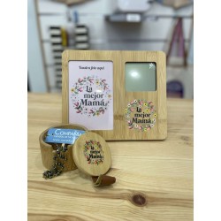 Marco fotos reloj Mama madera flores