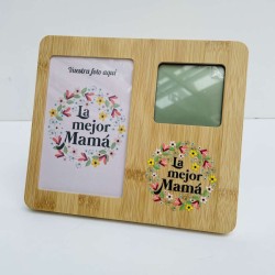 Marco fotos reloj Mama madera flores
