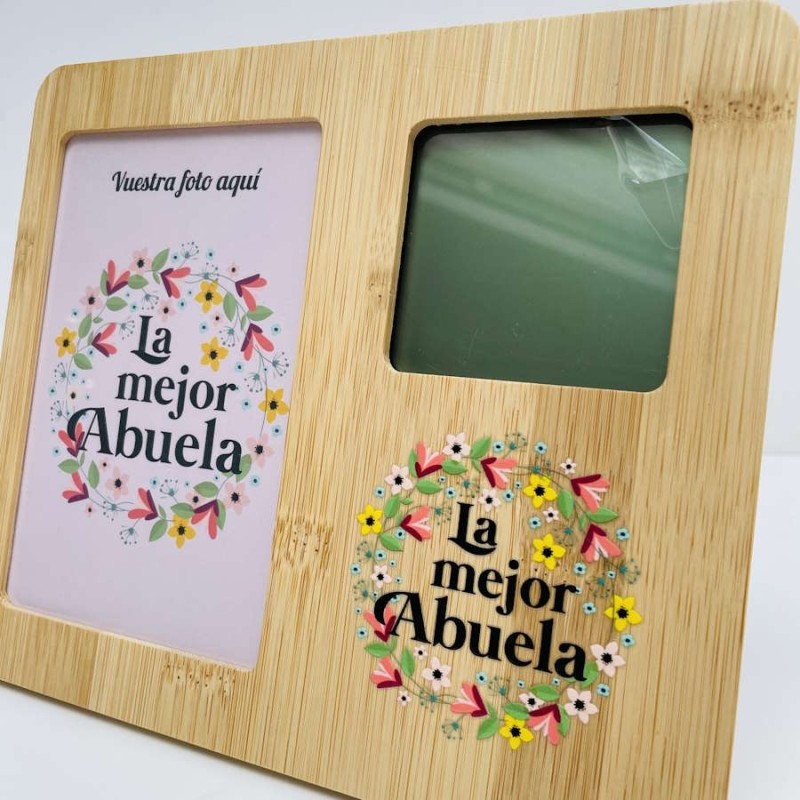 Marco Fotos reloj Abuela madera flores