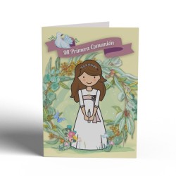 Tarjeta comunion Beige niña