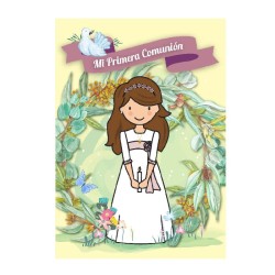 Tarjeta comunion Beige niña