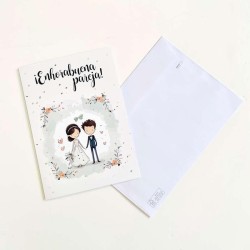 Tarjeta boda cute novios