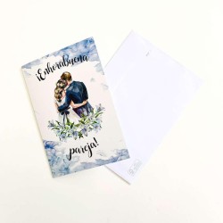 Tarjeta boda abrazo novios