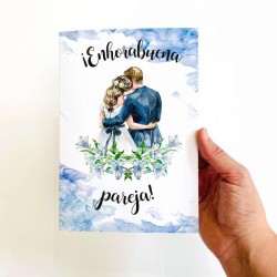 Tarjeta boda abrazo novios