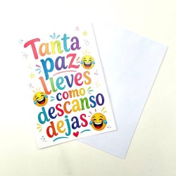 Tarjeta despedida tanta paz lleves 20x30